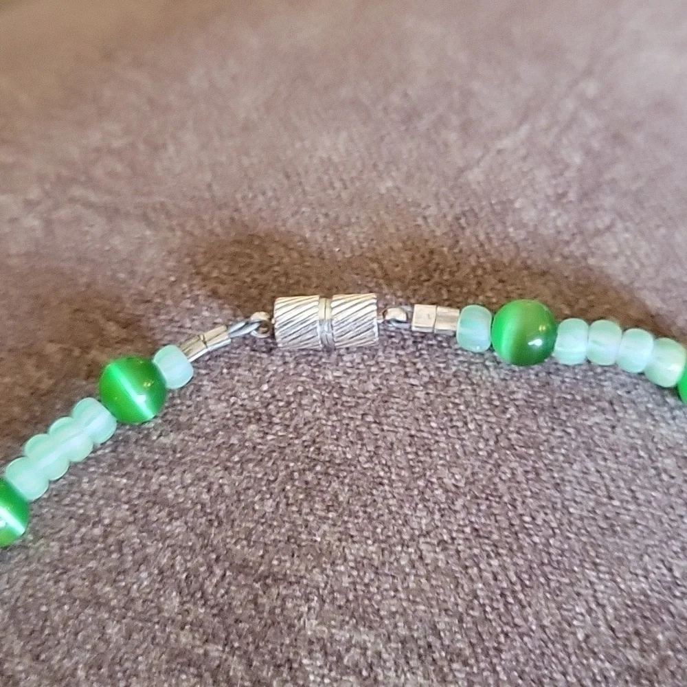 3/$30 HANDMADE Lime Fiber Optic Beaded Turtle Fetish Mermaidcore Necklace - Picture 6 of 8
